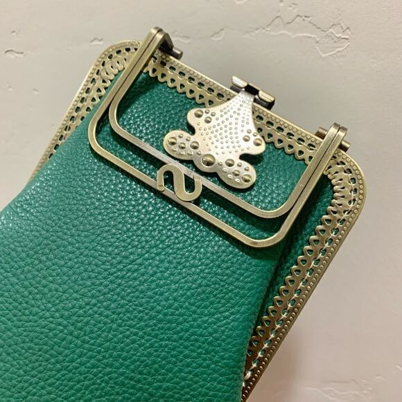 Handsewn Genuine Pebble Leather Push Lock Purse/Clip Pouch/Phone Case/Crossbody - Picture 11 of 14